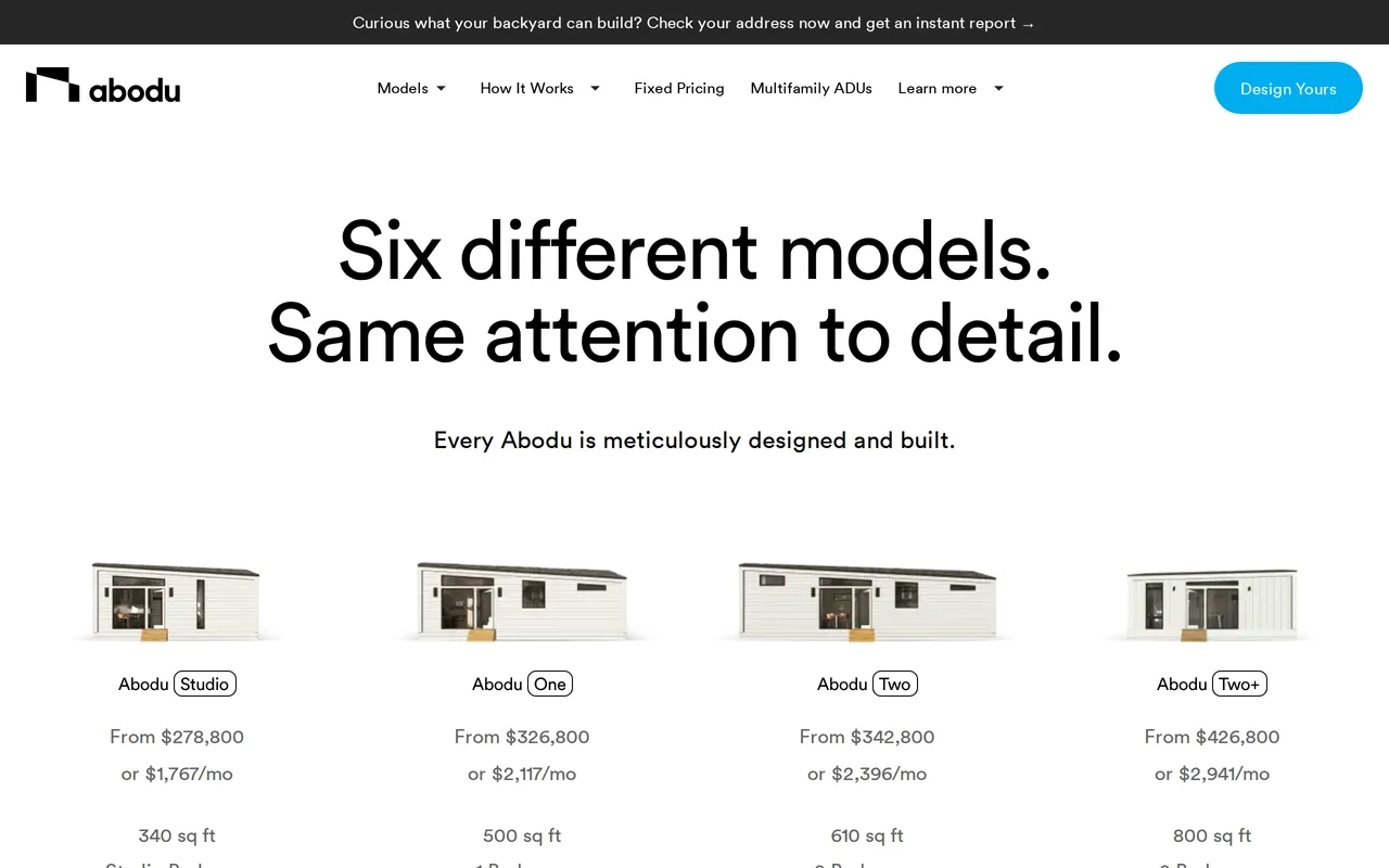 Abodu Configurator home page screenshot