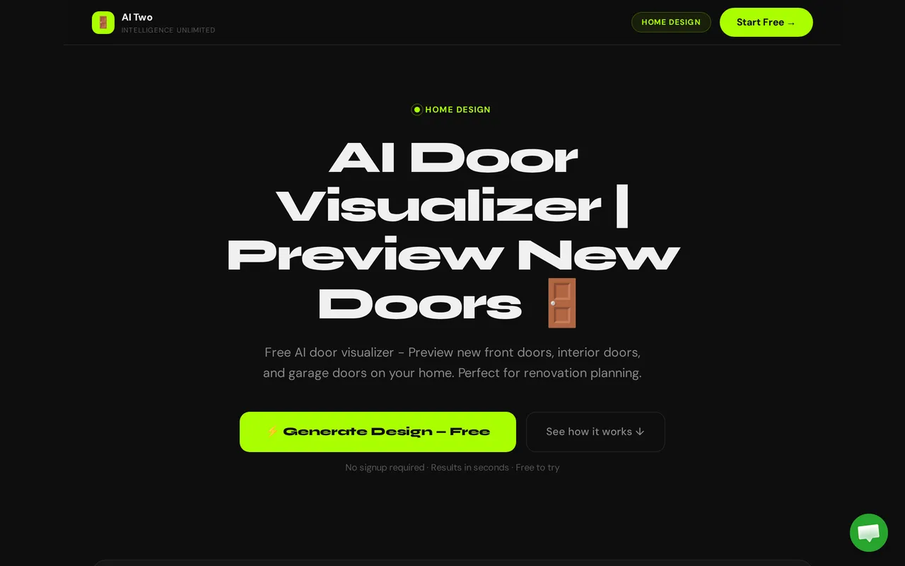 AI Two Door Visualizer home page screenshot