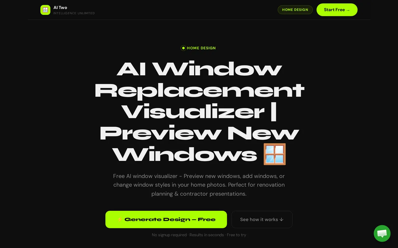 AI Two Window Replacement Visualizer home page screenshot