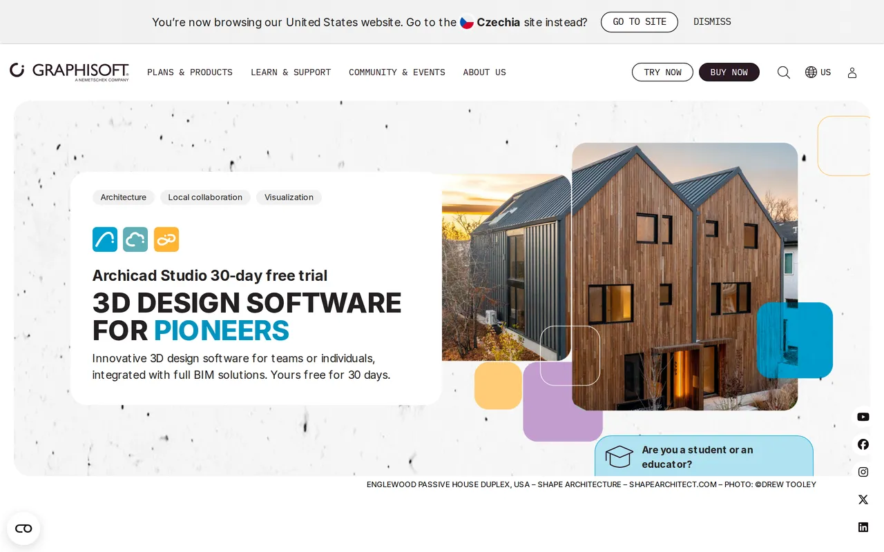 Archicad home page screenshot