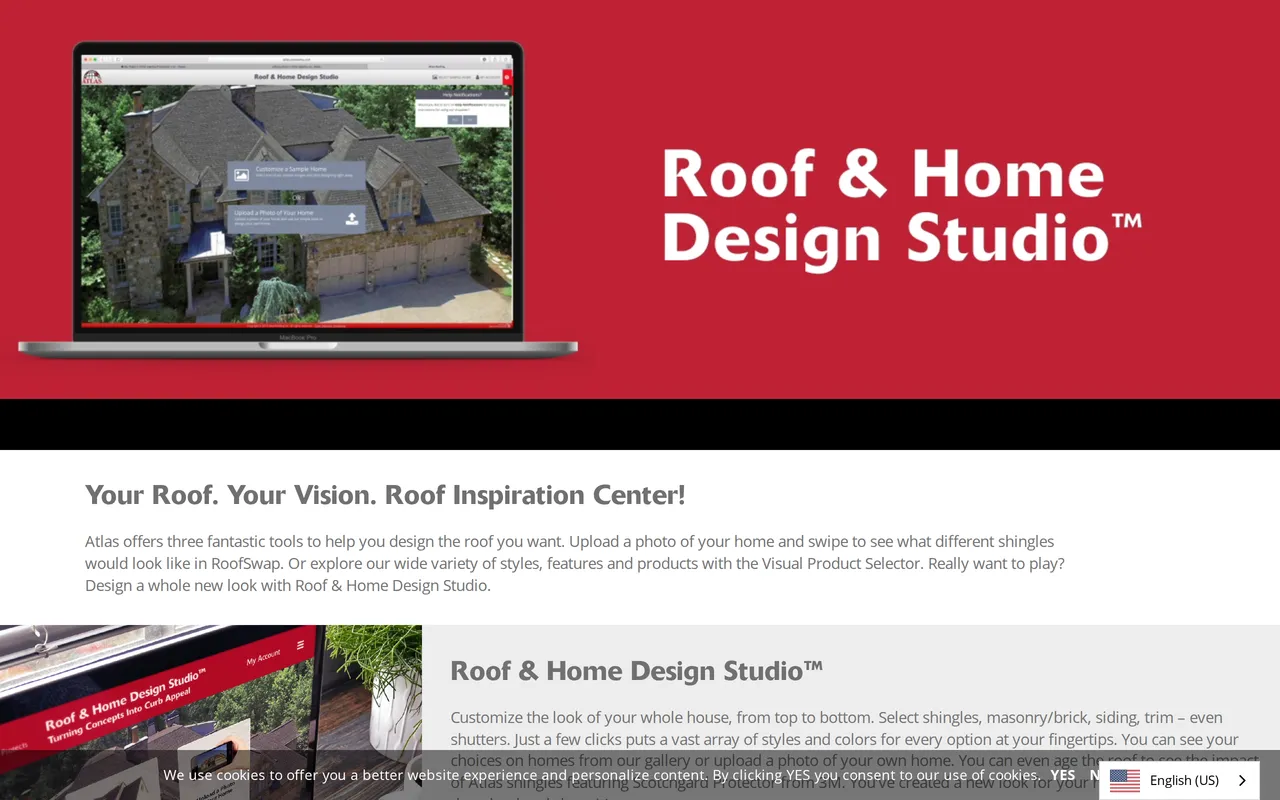 Atlas Roof & Home Design Studio home page screenshot