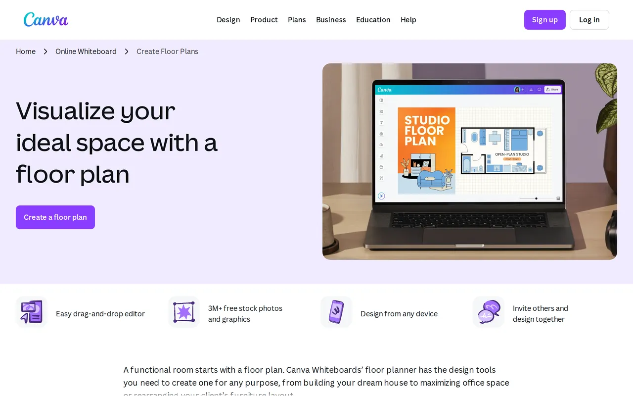 Canva Floor Plans home page screenshot