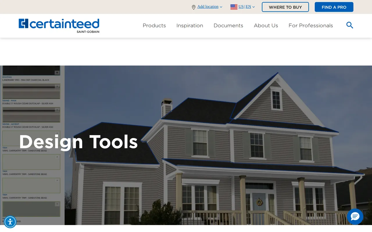 CertainTeed ColorView home page screenshot