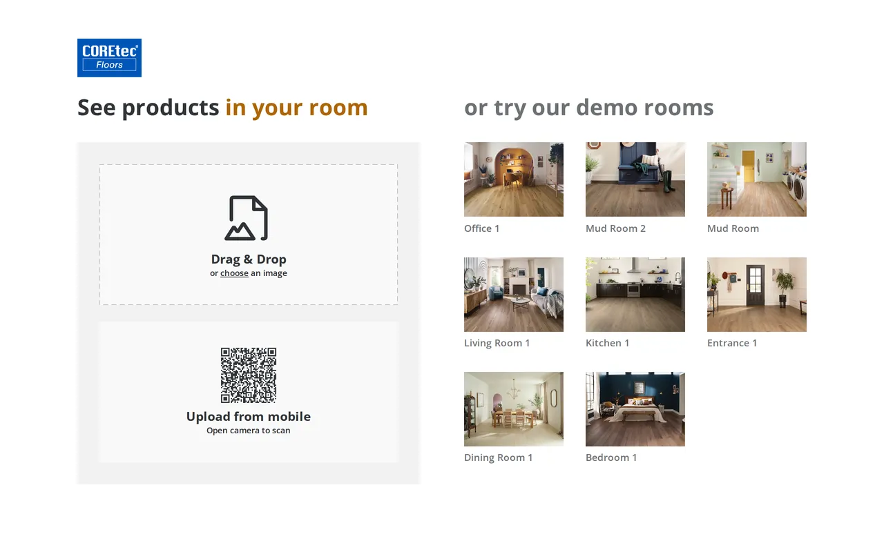 COREtec Room Visualizer home page screenshot