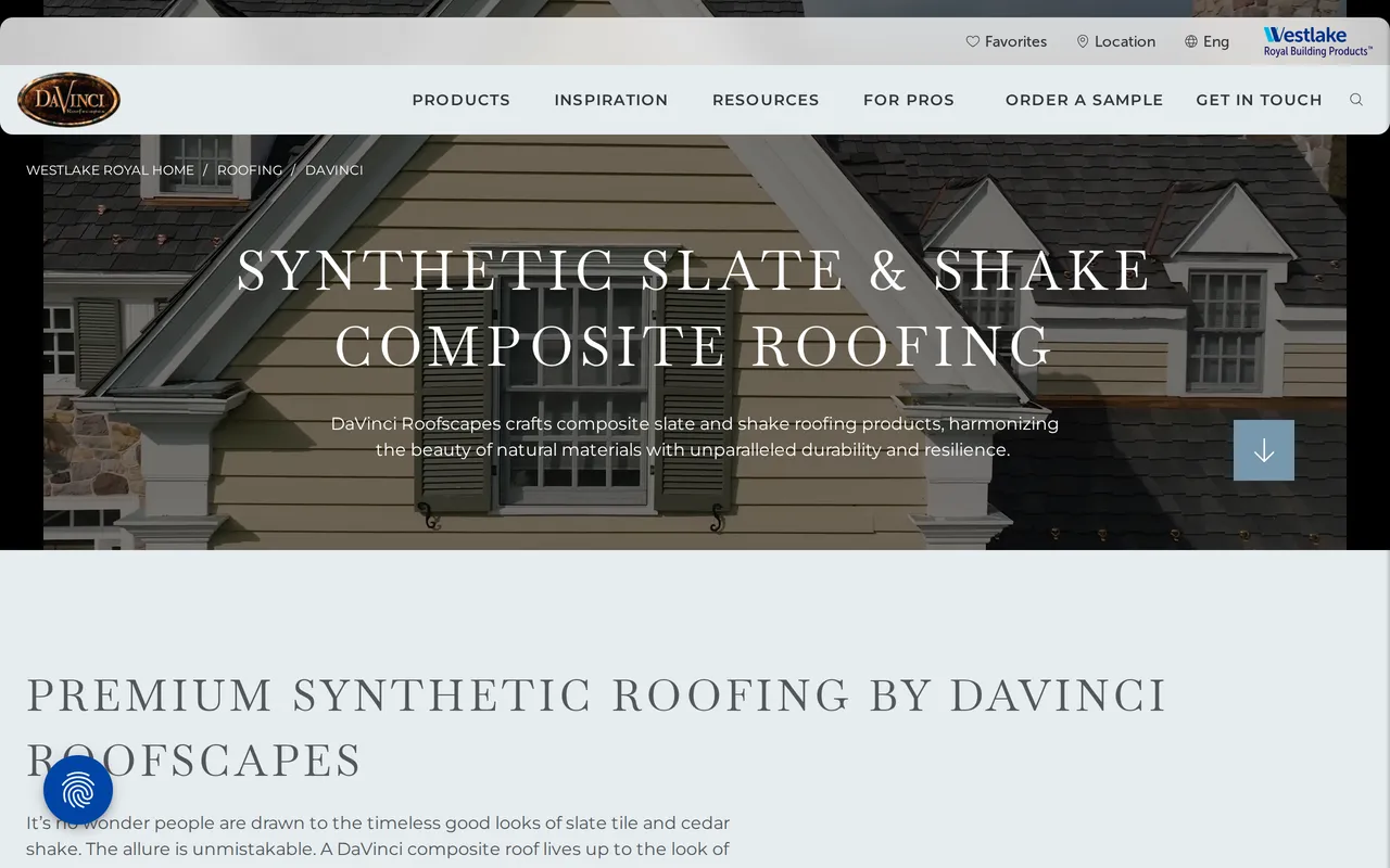 DaVinci Roofscapes Color Visualizer home page screenshot