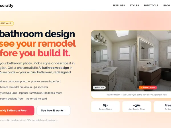 Decoratly AI Bathroom Design screenshot