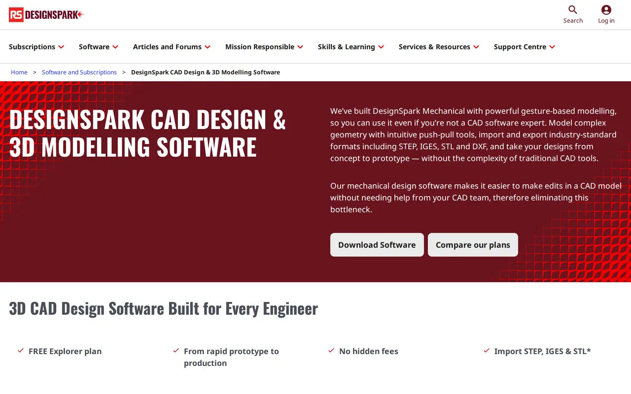 DesignSpark Mechanical home page screenshot