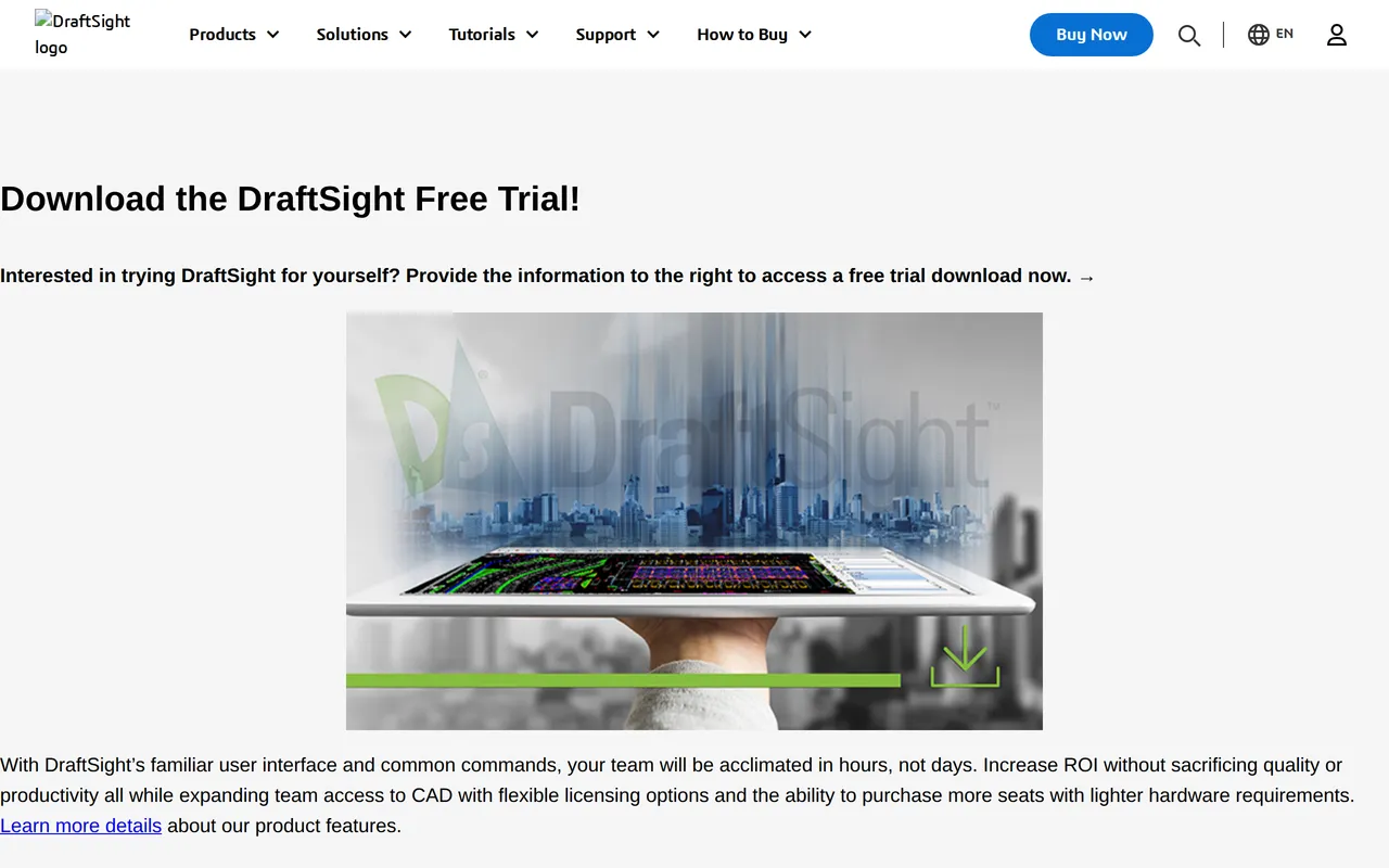 DraftSight home page screenshot