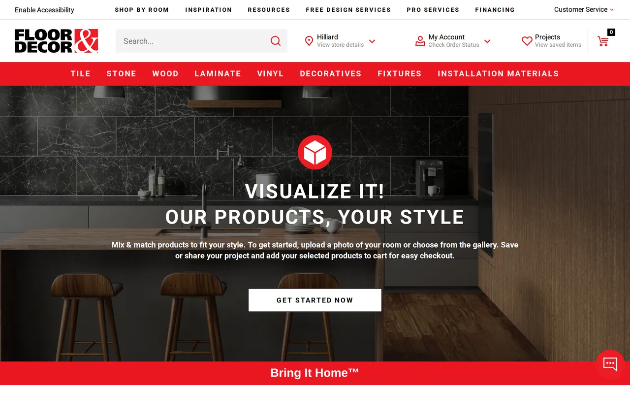 Floor & Decor Visualizer home page screenshot