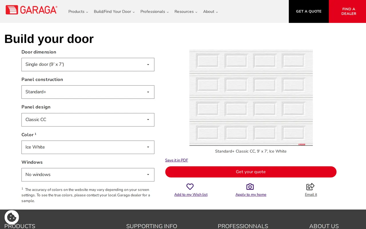 Garaga Design Centre home page screenshot