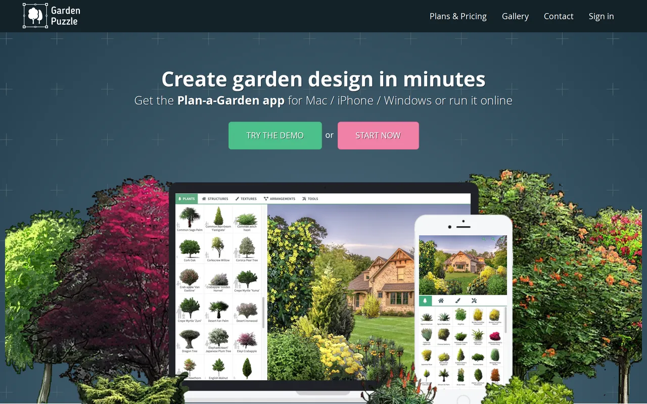 GardenPuzzle home page screenshot