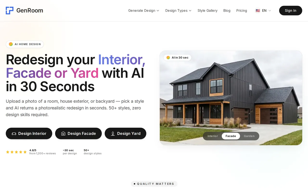 GenRoom home page screenshot