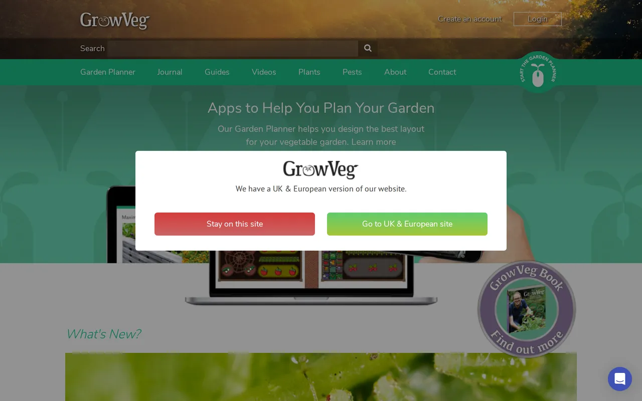 GrowVeg Garden Planner home page screenshot