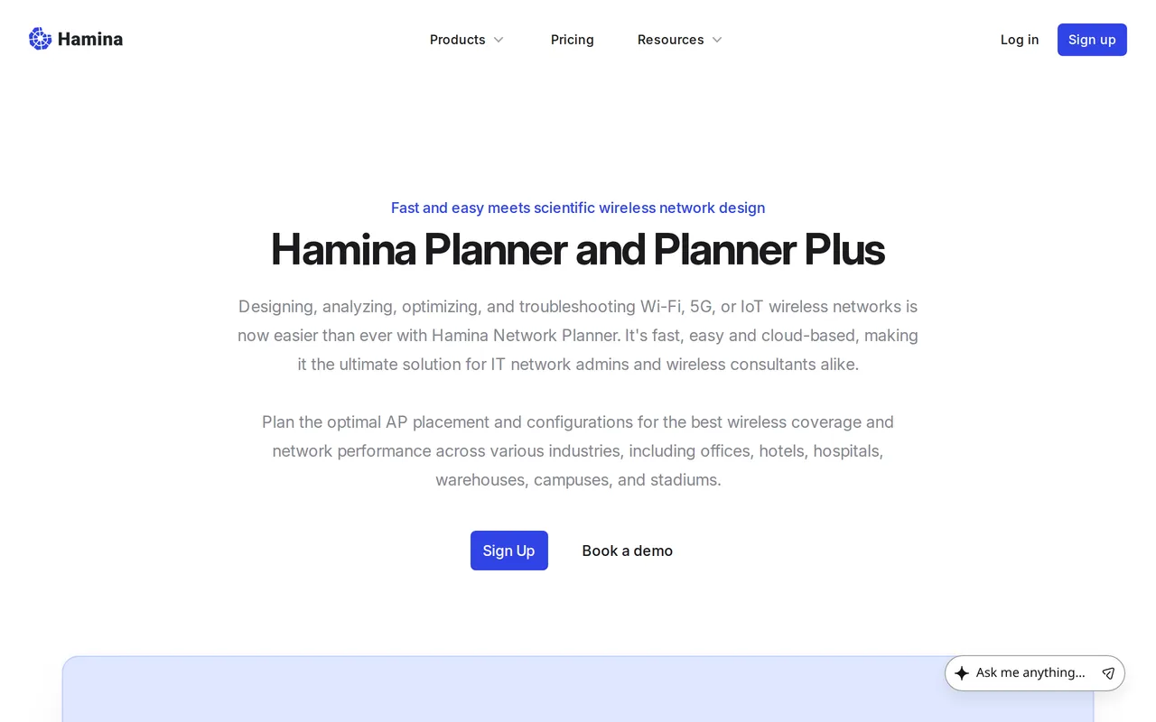 Hamina Planner home page screenshot