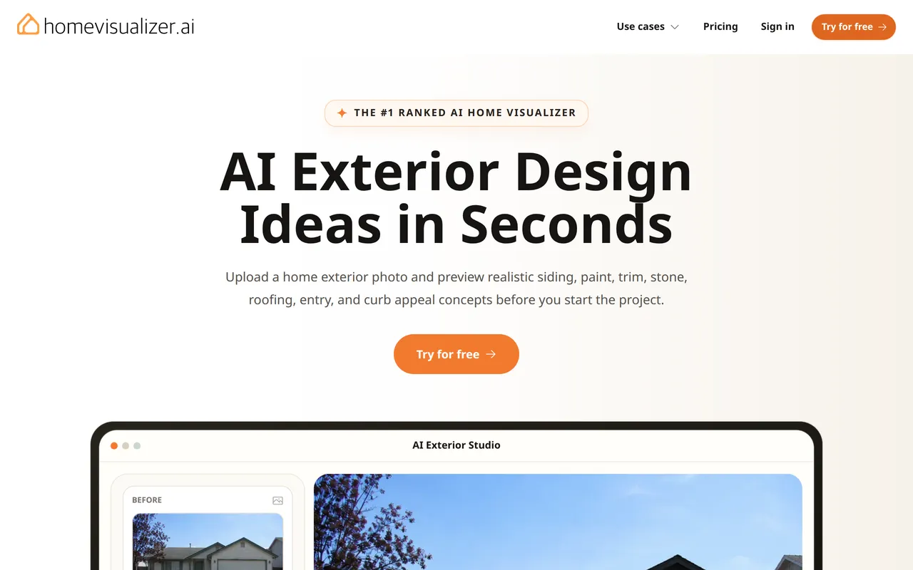 Home Visualizer AI home page screenshot