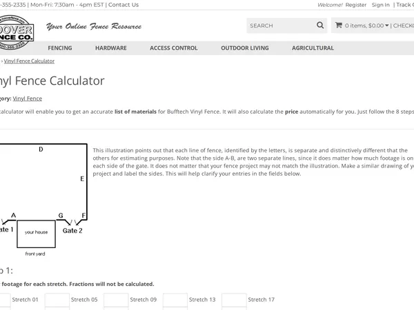Hoover Fence Vinyl Calculator screenshot