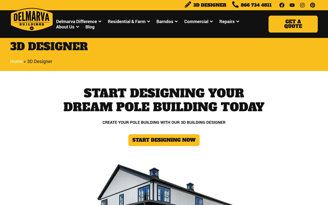 I Love Pole Buildings 3D Designer home page screenshot