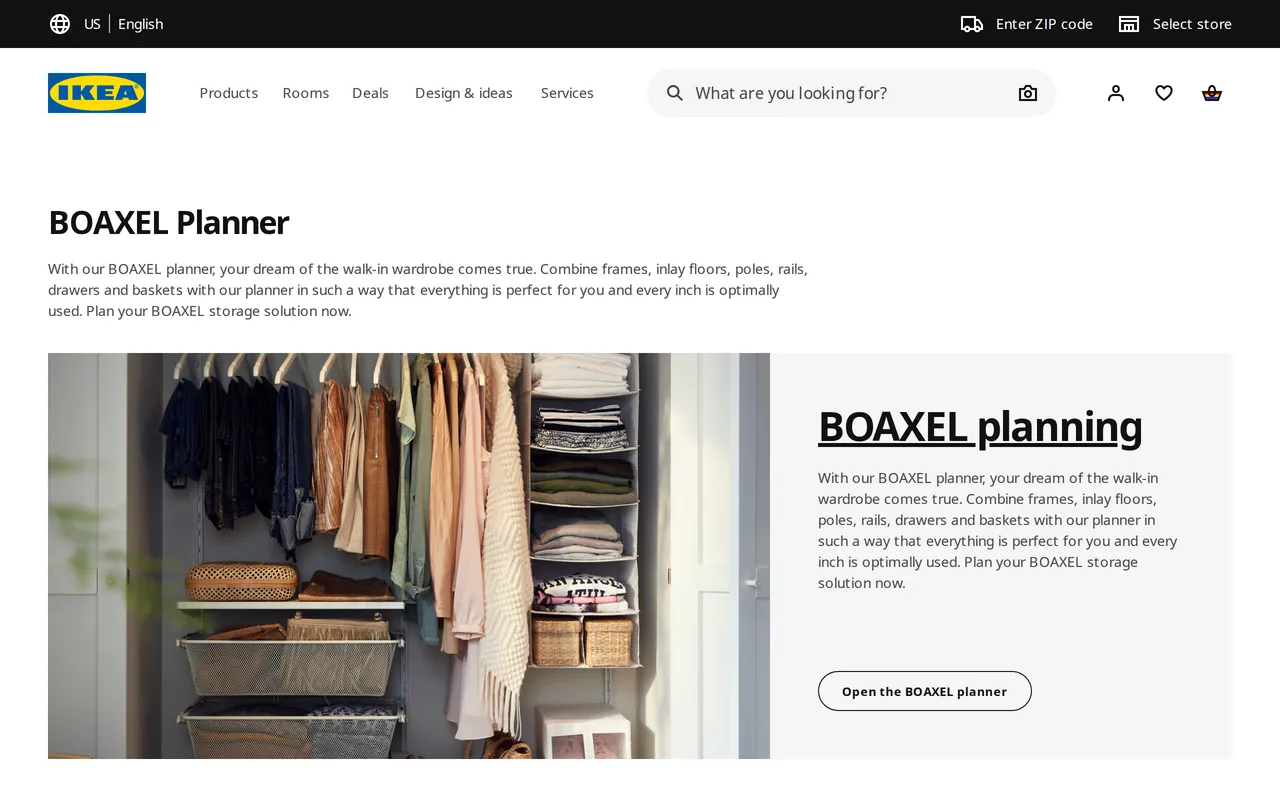 IKEA BOAXEL Planner home page screenshot