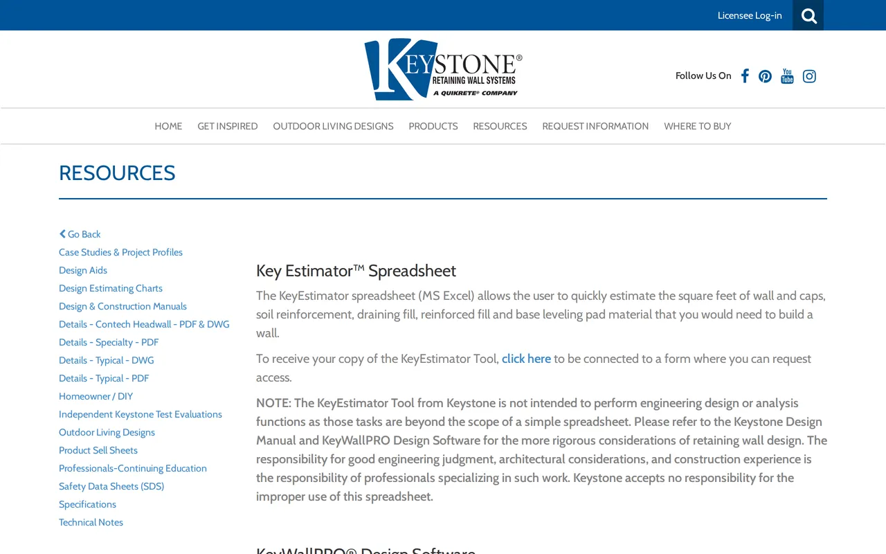 Keystone KeyWallPRO home page screenshot