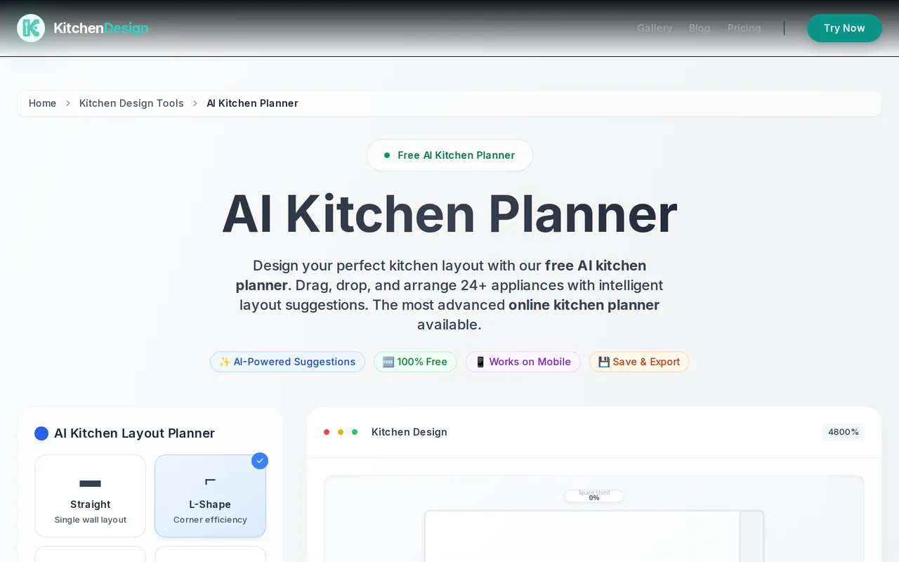 KitchenDesign.io home page screenshot