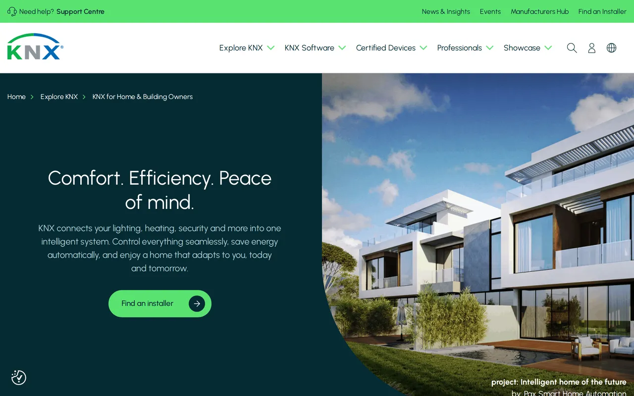 KNX ETS Home home page screenshot