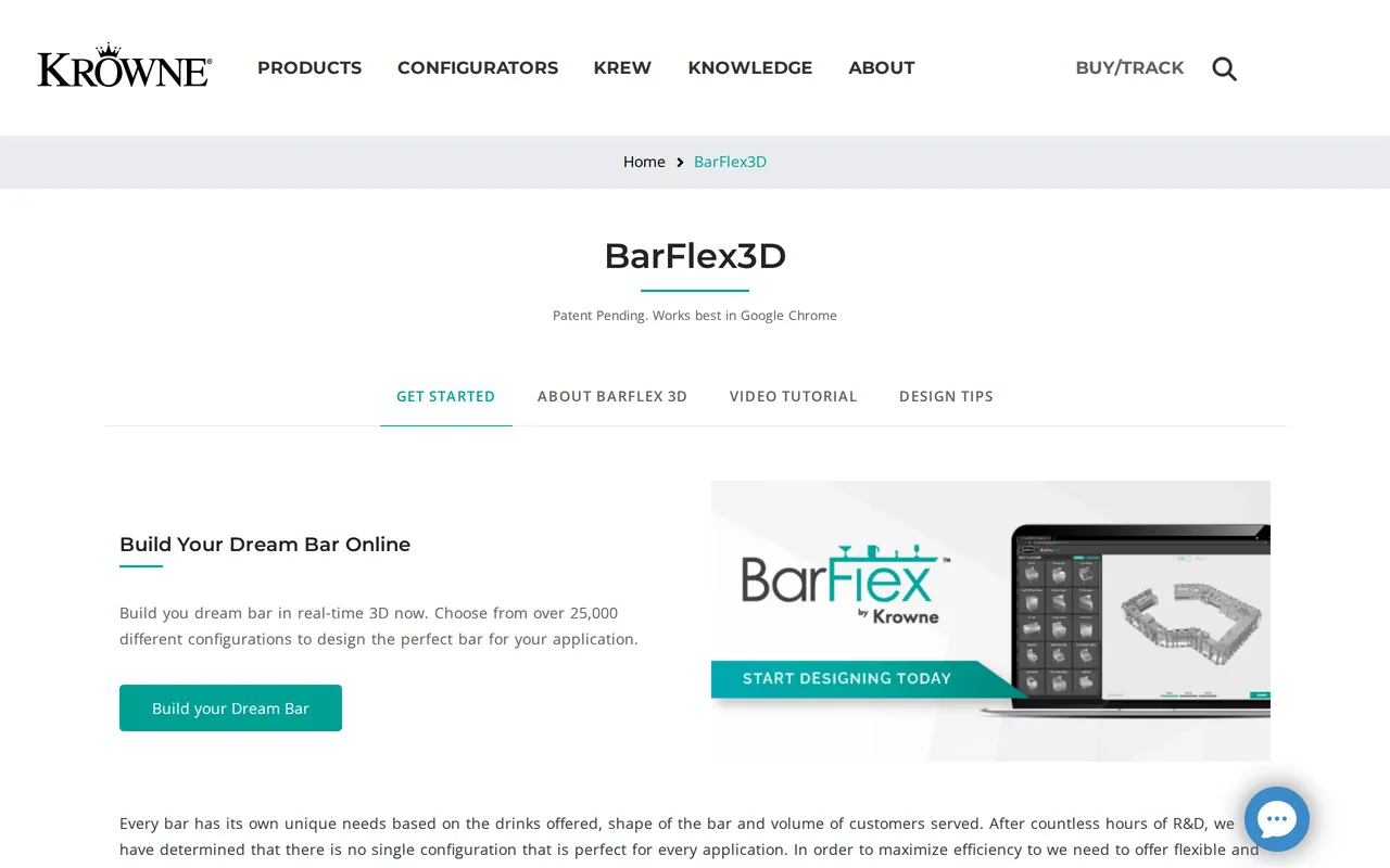 Krowne BarFlex3D home page screenshot