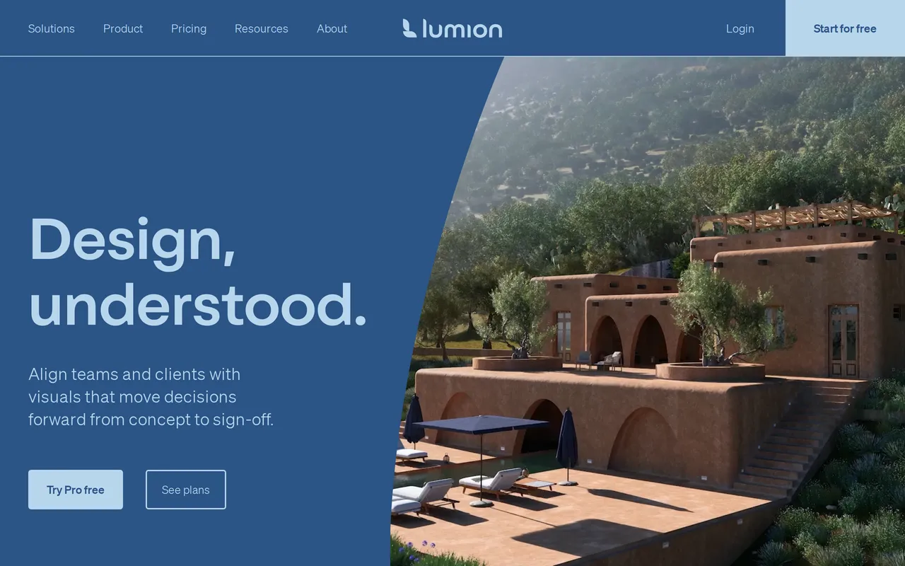Lumion home page screenshot