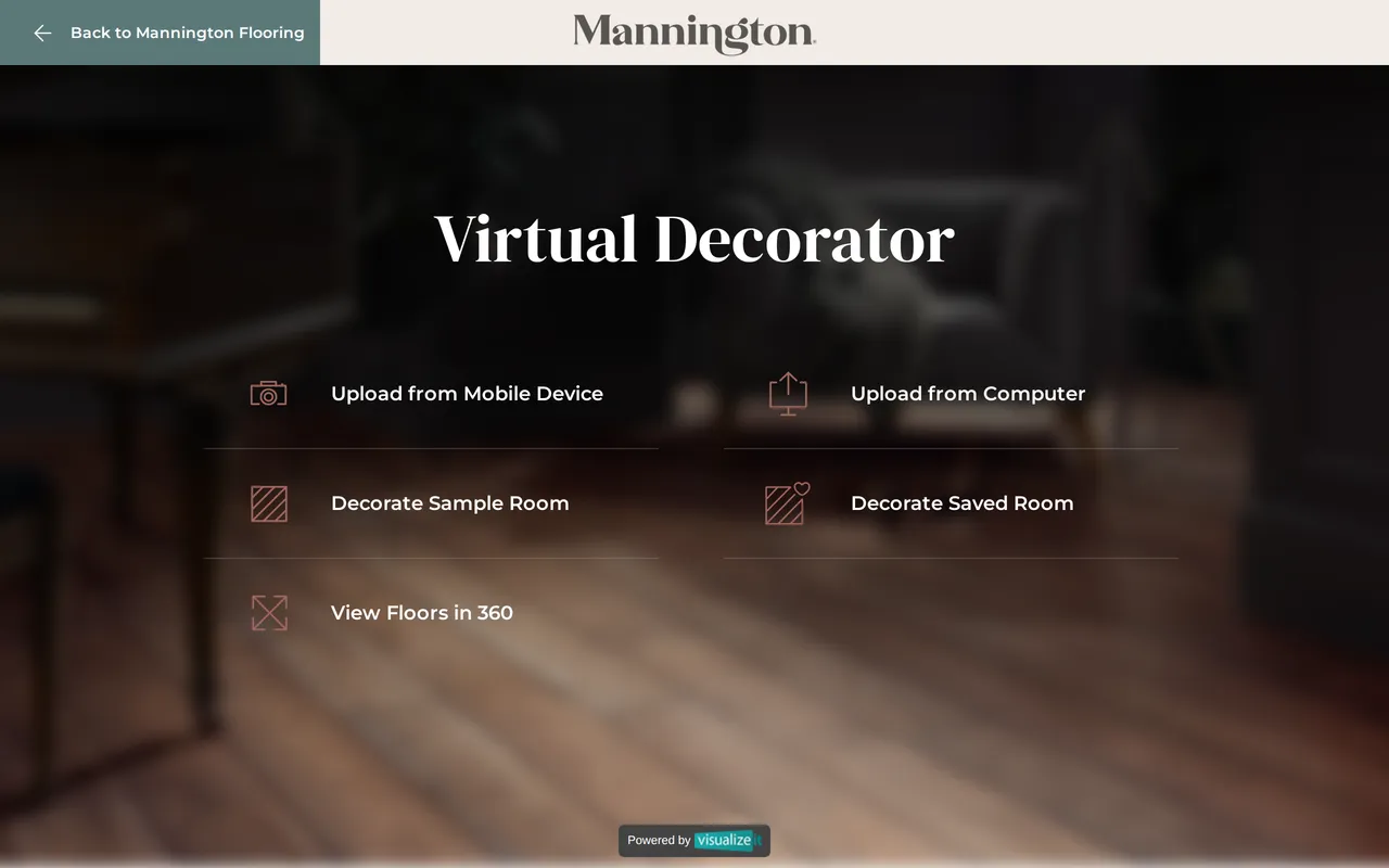 Mannington Virtual Decorator home page screenshot
