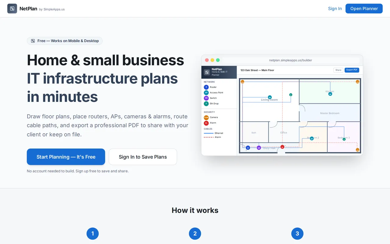 NetPlan home page screenshot