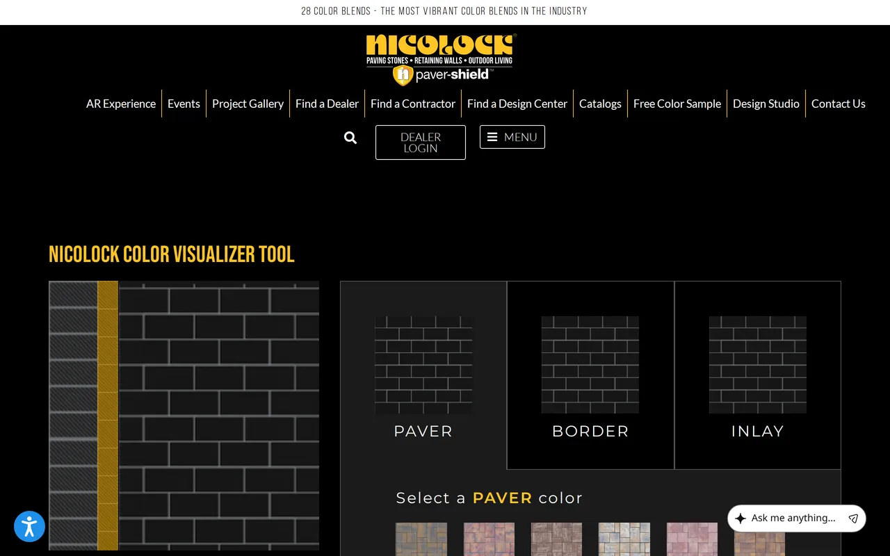 Nicolock Color Visualizer home page screenshot