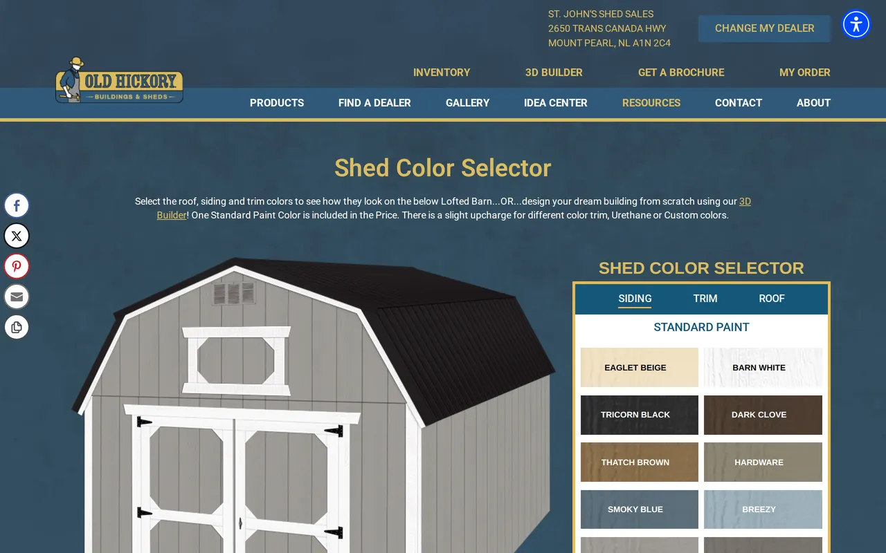 Old Hickory Buildings 3D Builder home page screenshot