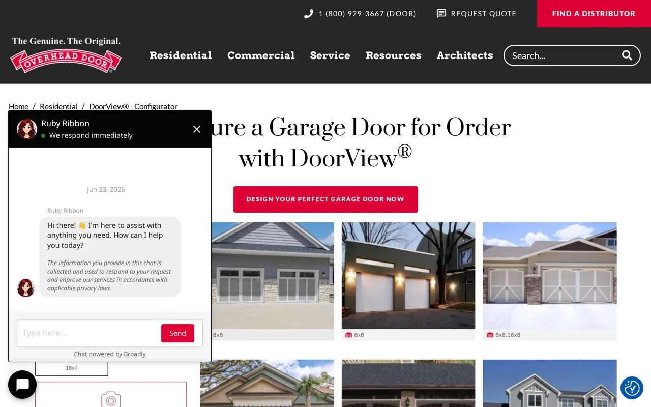 Overhead Door DoorView home page screenshot