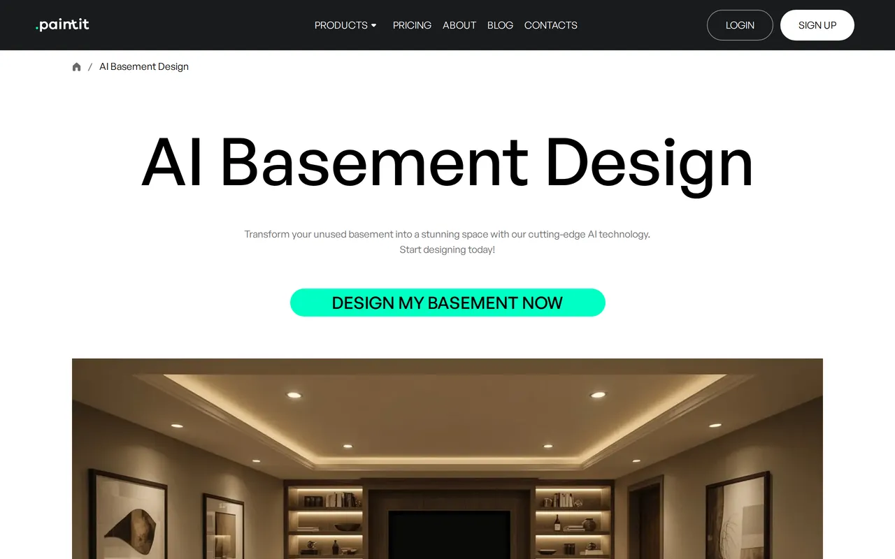 Paintit.ai Basement Design home page screenshot