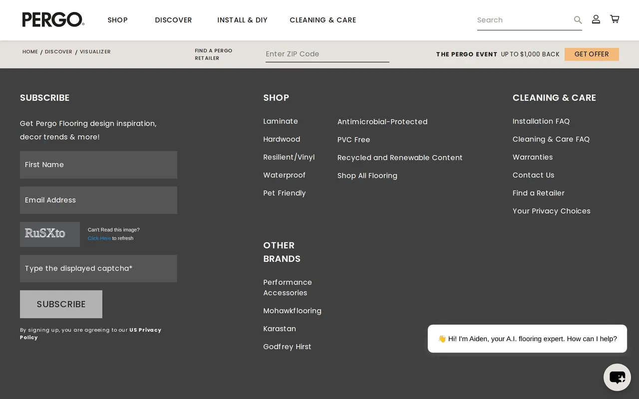 Pergo FloorLab home page screenshot