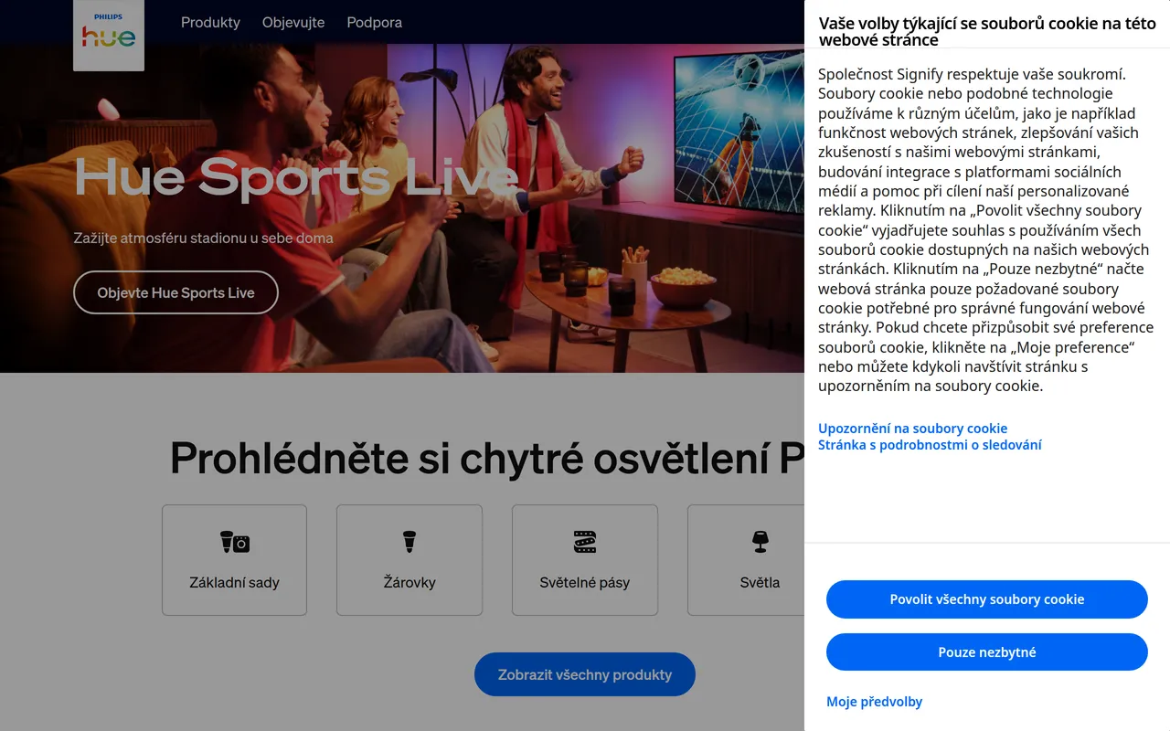 Philips Hue app home page screenshot