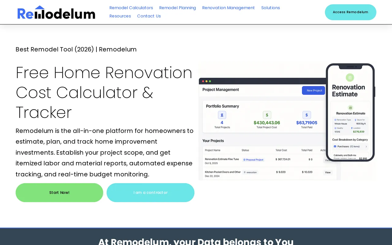 Remodelum home page screenshot