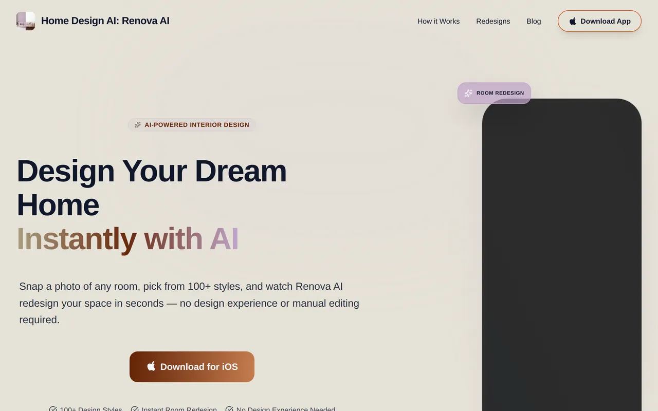 Renova AI home page screenshot