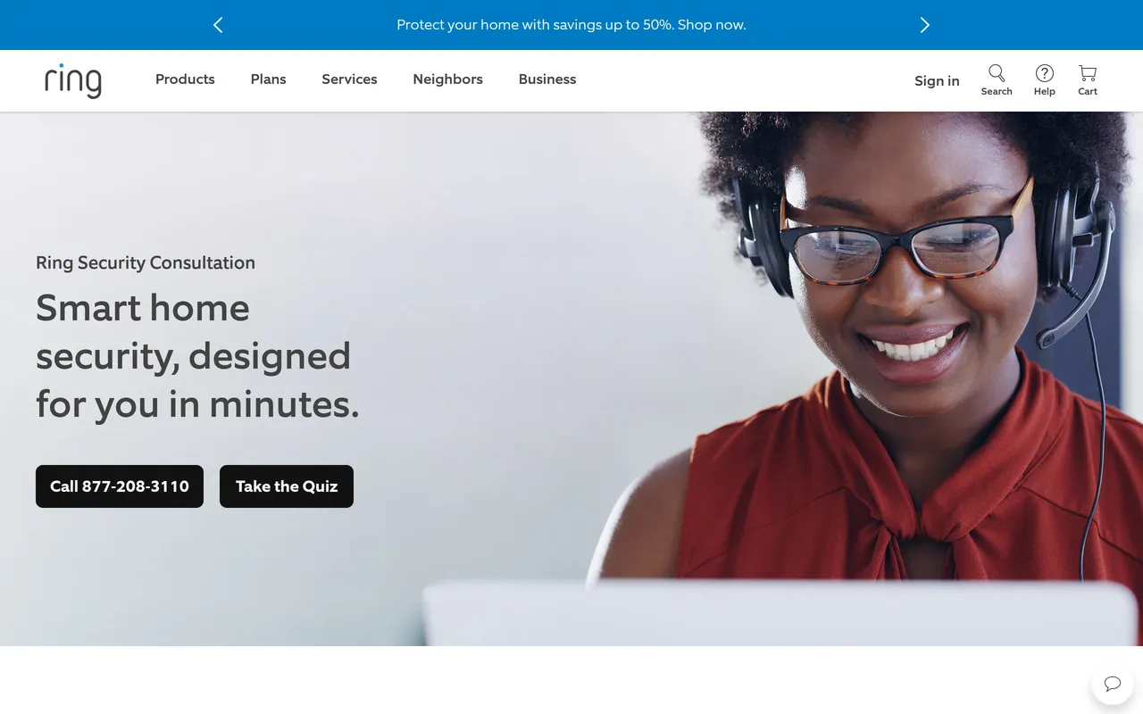 Ring Security Builder home page screenshot