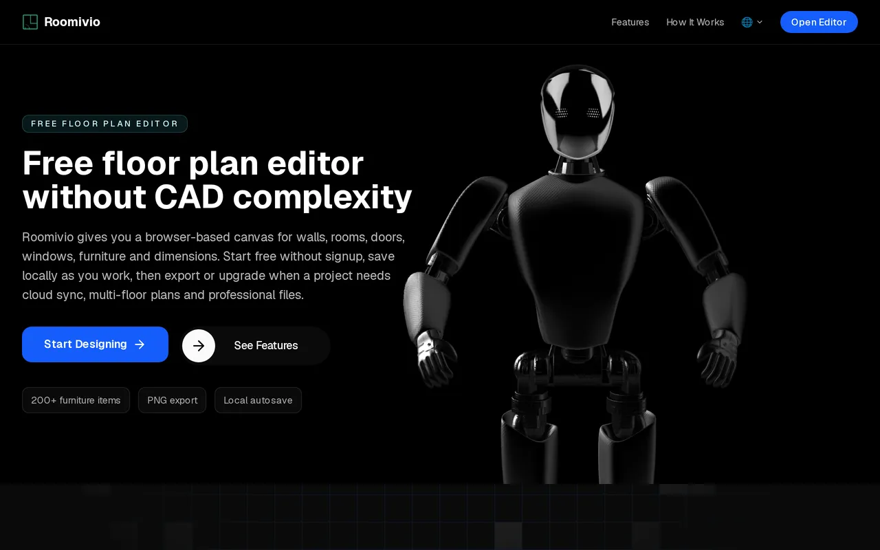 Roomivio home page screenshot