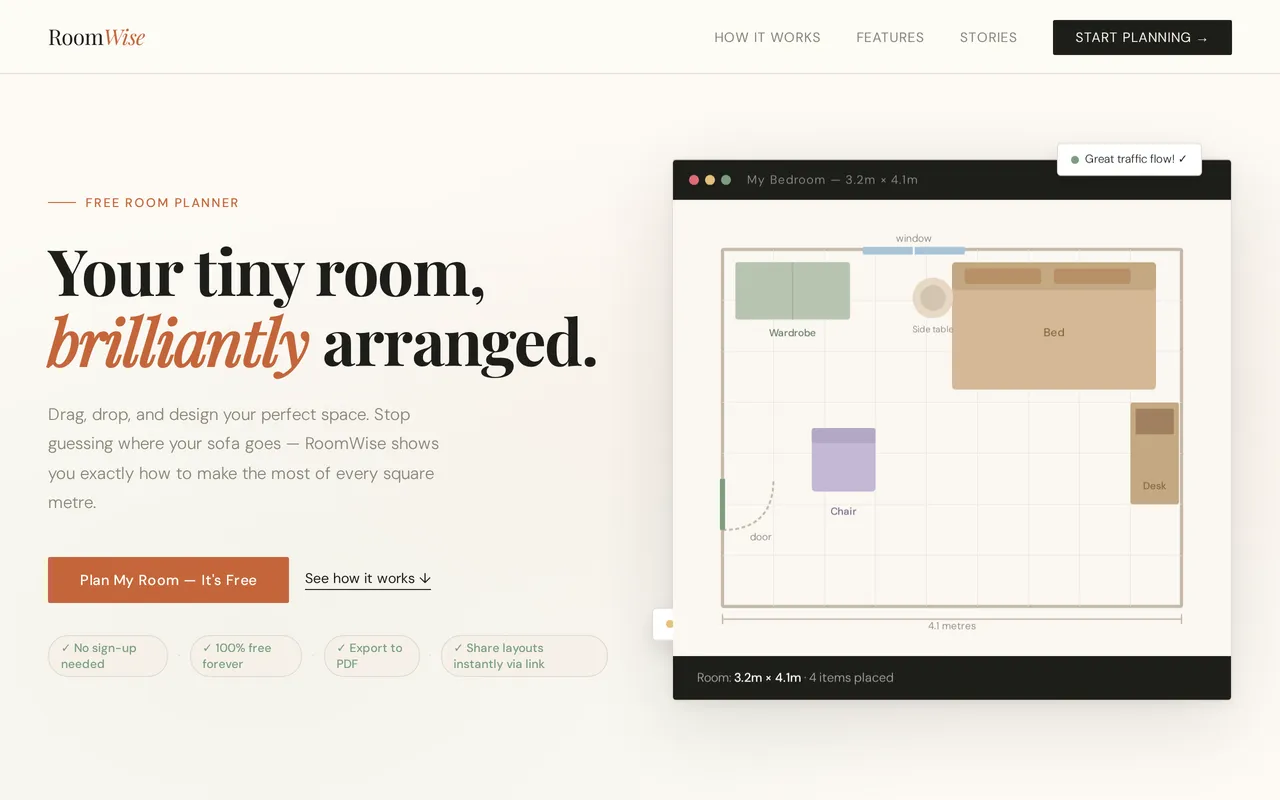 RoomWise home page screenshot