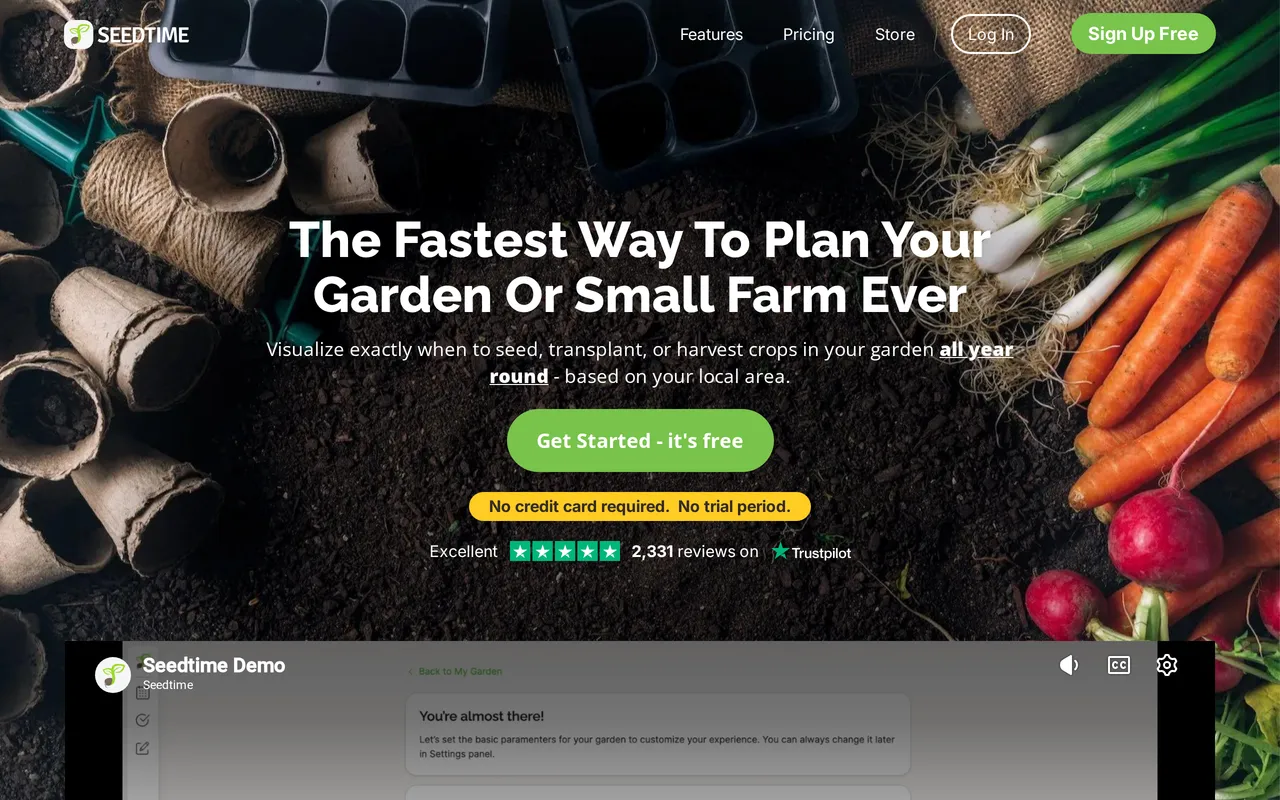 Seedtime home page screenshot