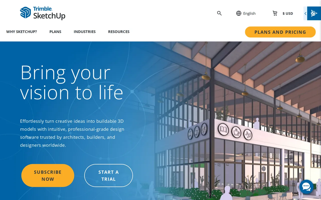 SketchUp home page screenshot