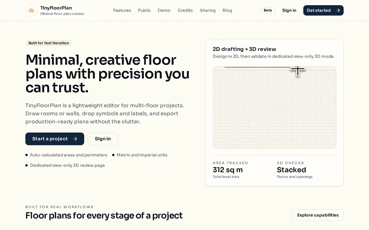 TinyFloorPlan home page screenshot