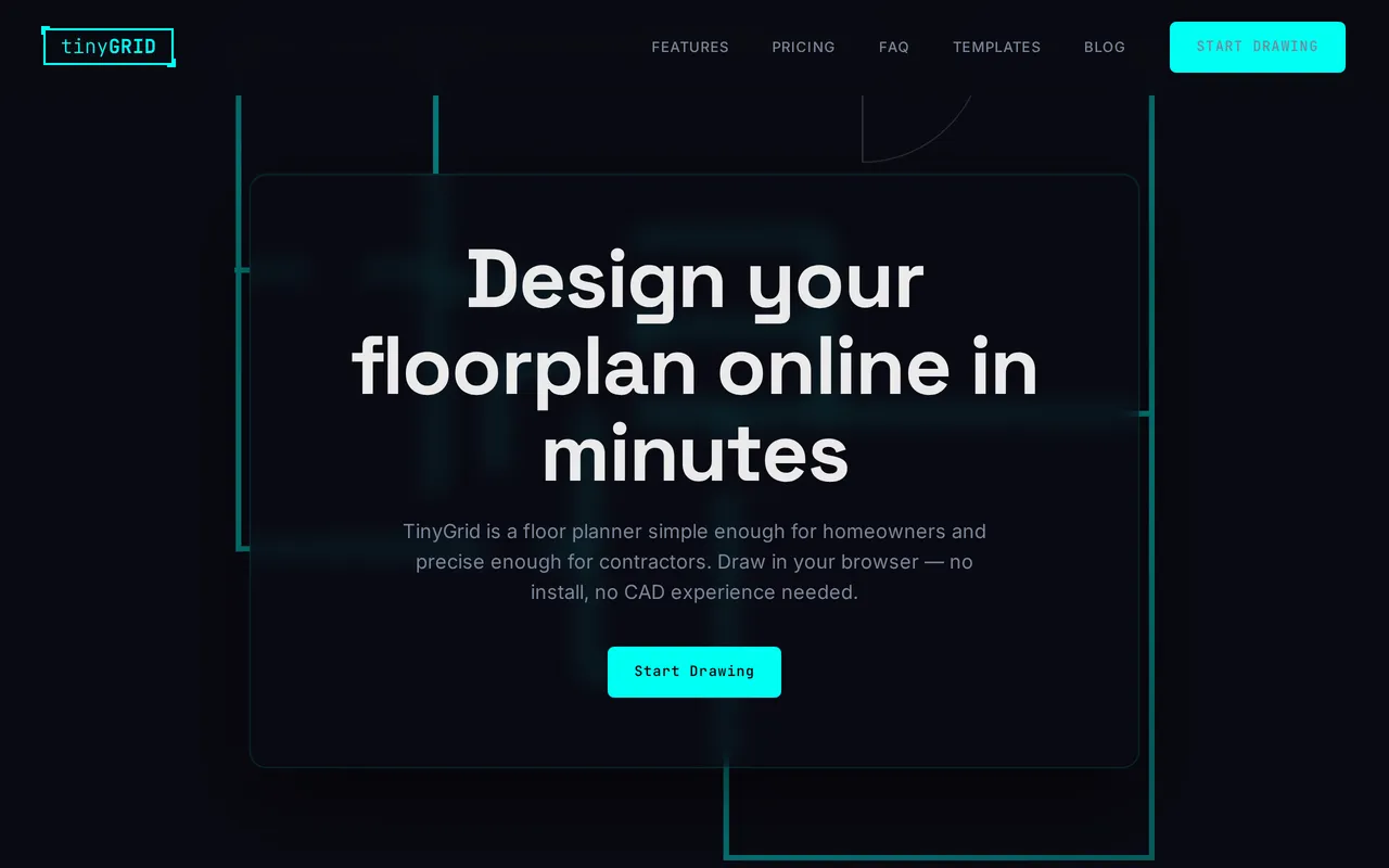 TinyGrid home page screenshot