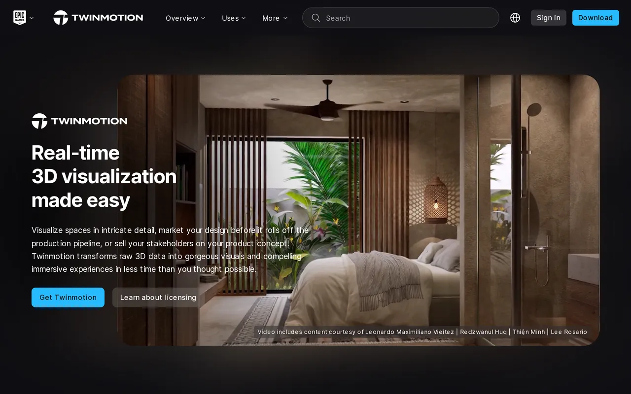 Twinmotion home page screenshot