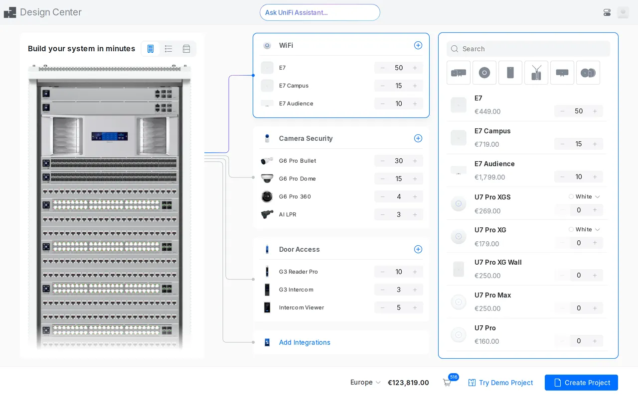 UniFi Design Center home page screenshot