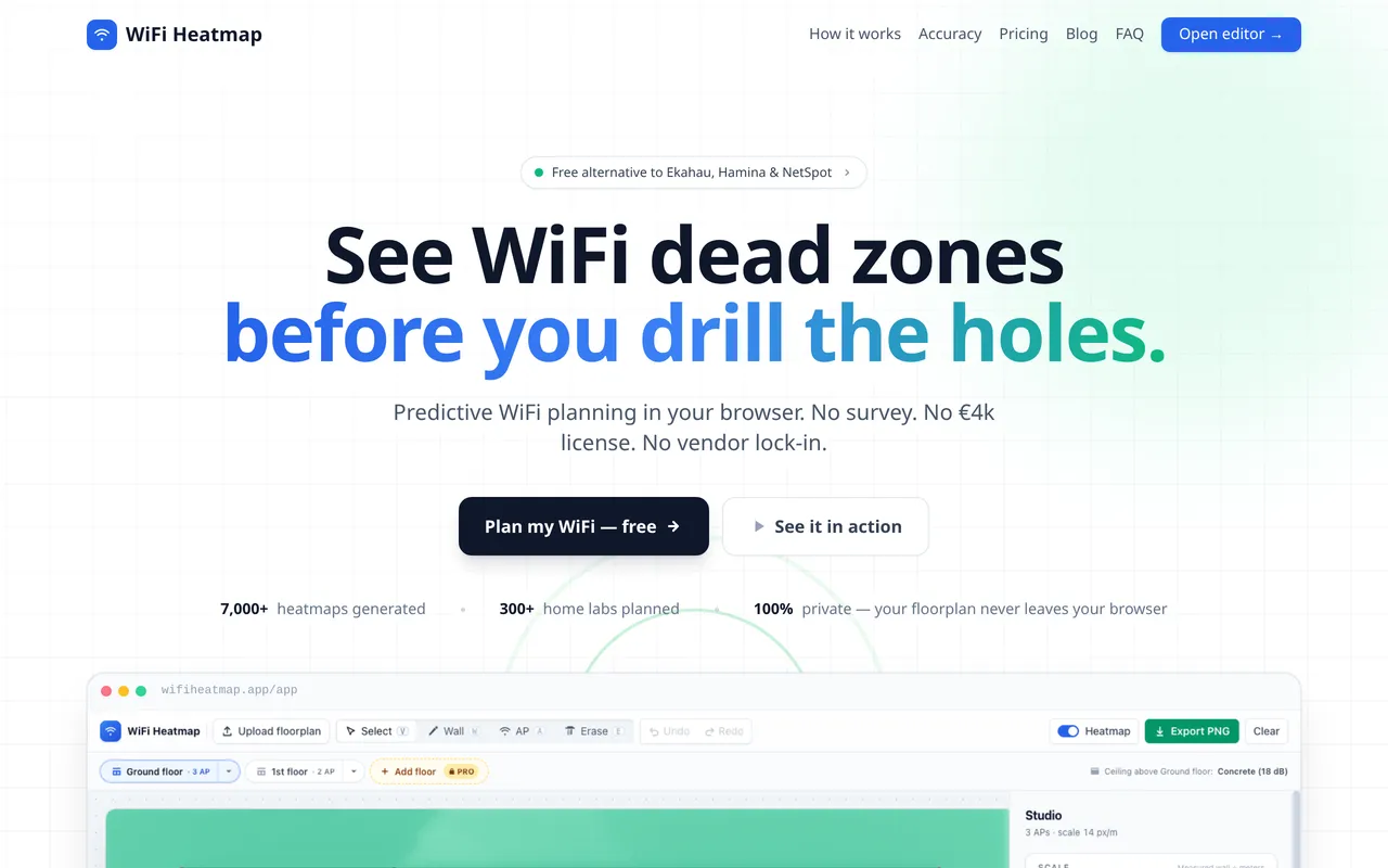 WiFi Heatmap home page screenshot